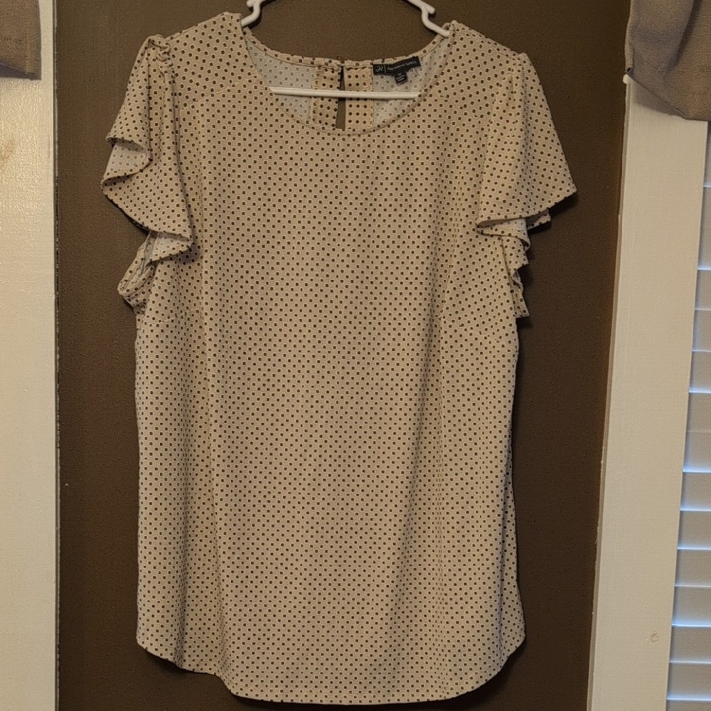 Adrianna Papell Cream Polka Dot Blouse